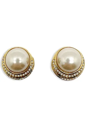 JENNIFER GIBSON JEWELLERY Aretes de clip Vintage Grand Pearl Crescent 1980