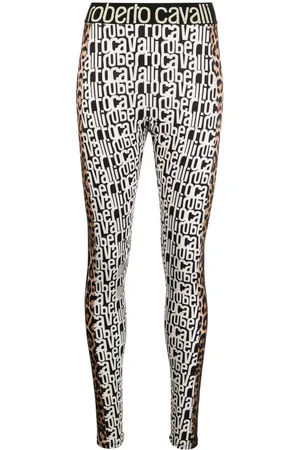 Roberto Cavalli Leggins stretch con logo estampado