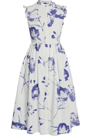 Erdem Vestido con volantes en las mangas y estampado floral