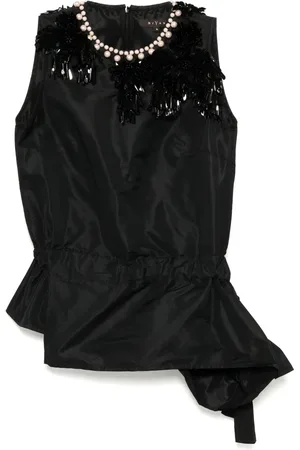 BIYAN Top de tafetán con detalles en el cuello