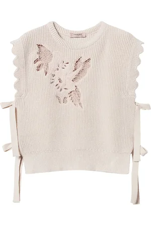 Twin-Set Top bordado con detalle de encaje