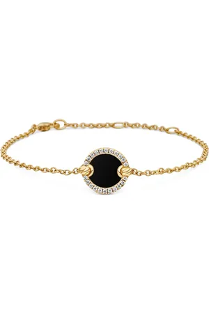 David Yurman Pulsera Petite DY Elements Centre Station Chain en oro amarillo de 18kt con diamantes de 11mm