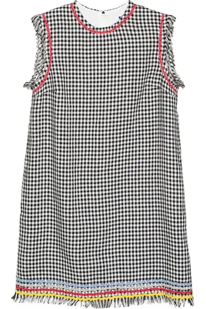 Msgm Vestido corto con flecos y motivo de cuadros gingham