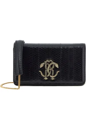Roberto Cavalli Bolsa crossbody con placa Mirror Snake