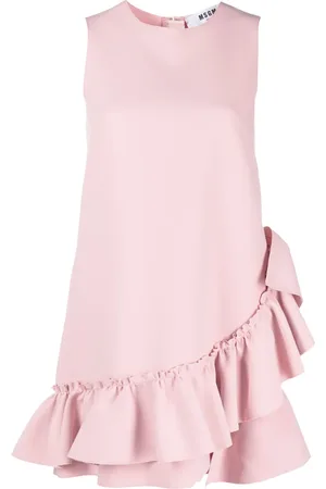 Msgm Vestido corto sin mangas con ribete de volantes