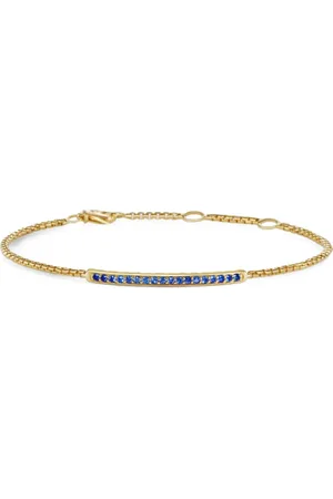 David Yurman Pulsera Petite Pavé Bar en oro amarillo de 18kt con zafiro