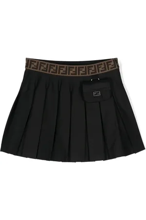 Fendi Falda plisada con logo en la pretina