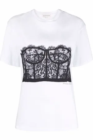 Alexander McQueen Playera con corset de encaje