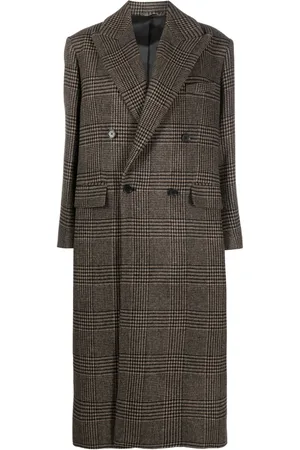 Filippa K Abrigo con doble botonadura y estampado de cuadros