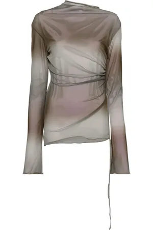 Jade Cropper Top drapeado manga larga
