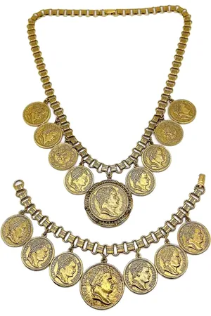 JENNIFER GIBSON JEWELLERY Set de collar Vintage Goldette Chunky Coin