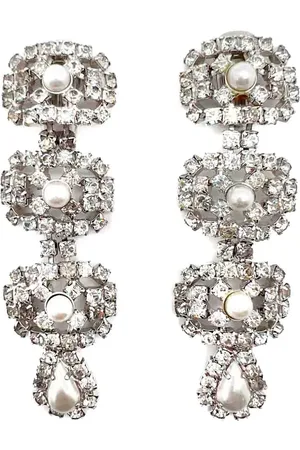 JENNIFER GIBSON JEWELLERY Aretes de clip con cristales