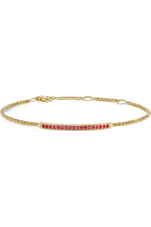 David Yurman Pulsera Petite Pavé Bar en oro amarillo de 18kt de 1.7mm