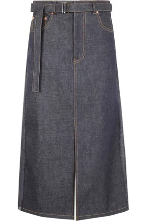 SACAI Denim belted skirt