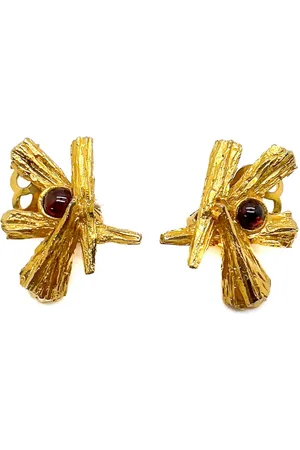 JENNIFER GIBSON JEWELLERY Aretes de clip Bark Cabochon 1960