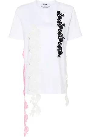 Msgm Playera con aplique de encaje