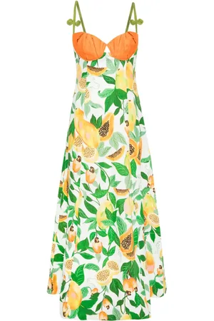 Farm Rio Vestido largo Papaya Salad Scarf