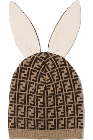 Fendi Gorro con orejas de conejo y motivo FF