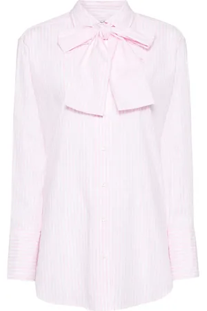 KIMHEKIM Camisa con moño en el cuello y motivo de rayas