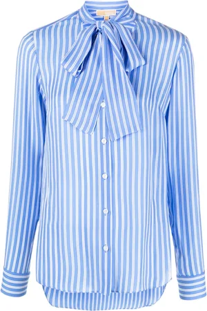 Michael Kors Camisa con moño en el cuello y motivo de rayas