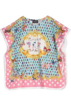 VERSACE Blusa estilo capa con mariposas estampadas