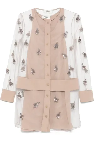 Fendi Vestido corto con tul bordado