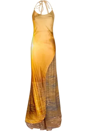 Roberto Cavalli Vestido largo con atardecer estampado