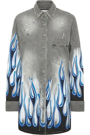 Philipp Plein Camisa de mezclilla con estampado gráfico