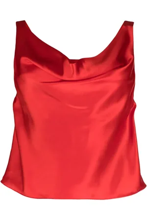 Cynthia Rowley Top de seda sin mangas con cuello desbocado