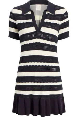 Cinq A Sept Vestido tejido estilo playera tipo polo con rayas estampadas