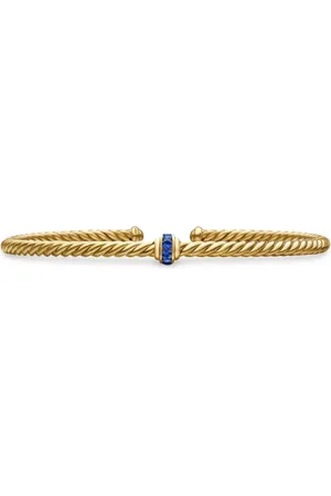 David Yurman Pulsera Classic Cablespira Station en oro amarillo de 18kt y pavé de 3mm