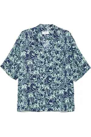 LANEUS Camisa con palmeras estampadas