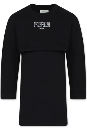 Fendi Vestido a capas con logo bordado