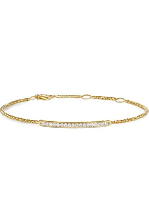 David Yurman Pulsera Petite Pavé Bar en oro amarillo de 18kt con diamantes de 1.7mm