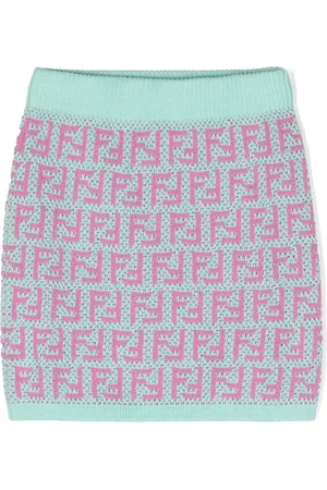 Fendi Falda corta tejida de crochet con logo FF
