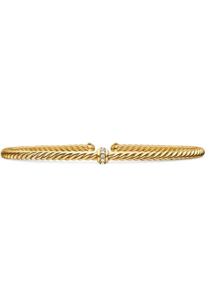 David Yurman Pulsera Classic Station en oro amarillo de 18kt con diamantes de 3mm