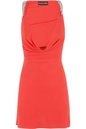 DAVID KOMA Slip dress corto con cuello vuelto