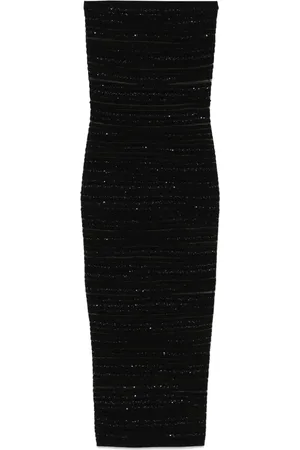 Balmain Vestido midi tejido strapless