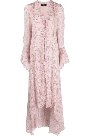 BLUMARINE Vestido de seda midi con estampado de lunares