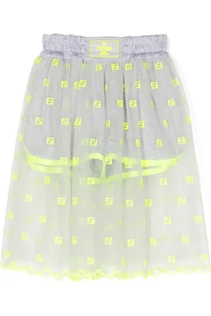 Fendi Falda semitraslúcida con parche del logo