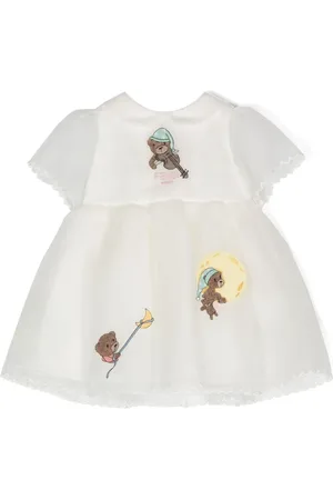 Fendi Vestido de seda con logo bordado