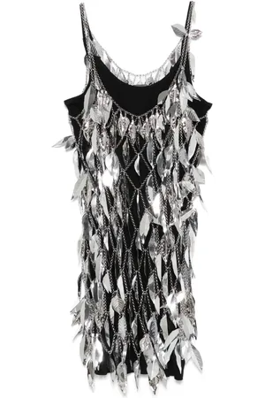 Paco rabanne Vestido corto con hojas metalizadas