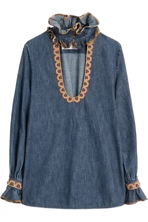 VALENTINO GARAVANI Blusa de chambray bordada
