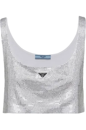 Prada Top corto con detalles de strass