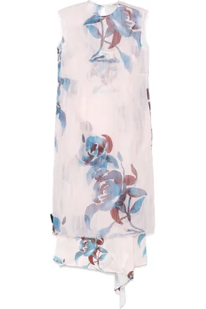 ODEEH Vestido midi con diseño estampado