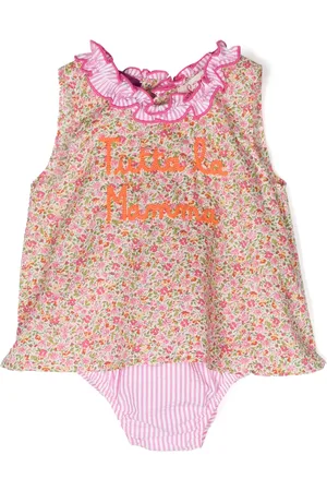 MC2 SAINT BARTH Vestido floral con eslogan bordado