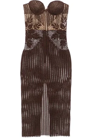 MAGDA BUTRYM Vestido midi de crochet con diseño strapless