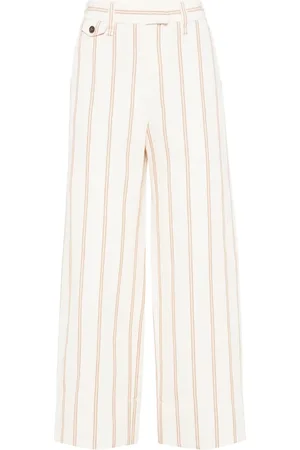 Brunello Cucinelli Pantalones anchos con motivo de rayas