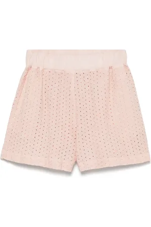 120% Lino Shorts con bordado inglés