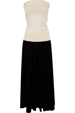 By Malene Birger Vestido Marciella largo strapless en color block